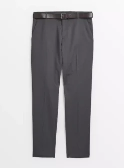 Navy Straight Leg Trousers With Belt 38R -UMBO Clothing Shop tuc143745667 Navy R Z003A 1