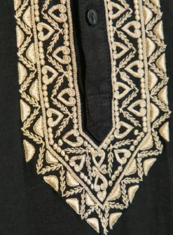 Black Embroidered Linen Blend Kurta XL -UMBO Clothing Shop tuc143836964 Black R Z004A 1