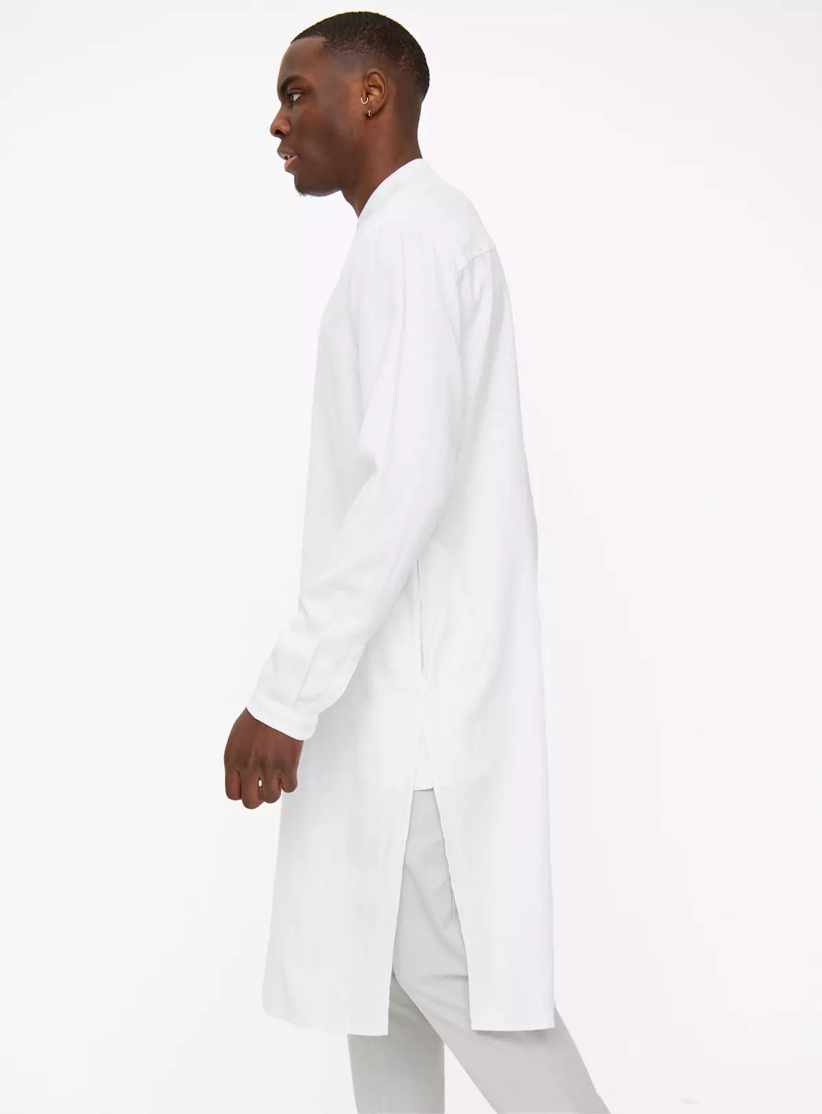 White Embroidered Linen Blend Kurta XXXXL 5 White Embroidered Linen Blend Kurta XXXXL - Image 5