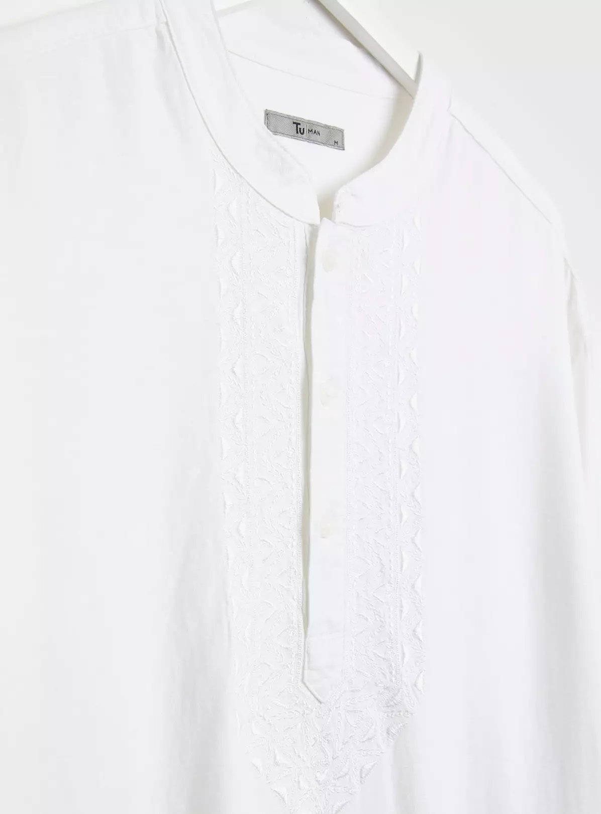 White Embroidered Linen Blend Kurta XXXXL 1 White Embroidered Linen Blend Kurta XXXXL