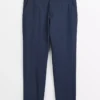 Navy Seersucker Regular Fit Trousers32R