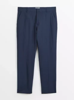 Navy Seersucker Regular Fit Trousers32R