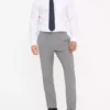 Grey Textured Regular Fit Trousers 42R