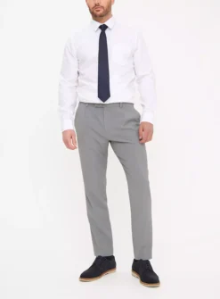 Grey Textured Regular Fit Trousers 42R
