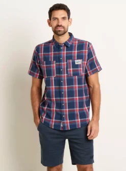 BRAKEBURN Navy Check Short Sleeve Shirt S 8 BRAKEBURN Navy Check Short Sleeve Shirt S -UMBO Clothing Shop tuc144059546 Navy R Z001A 1