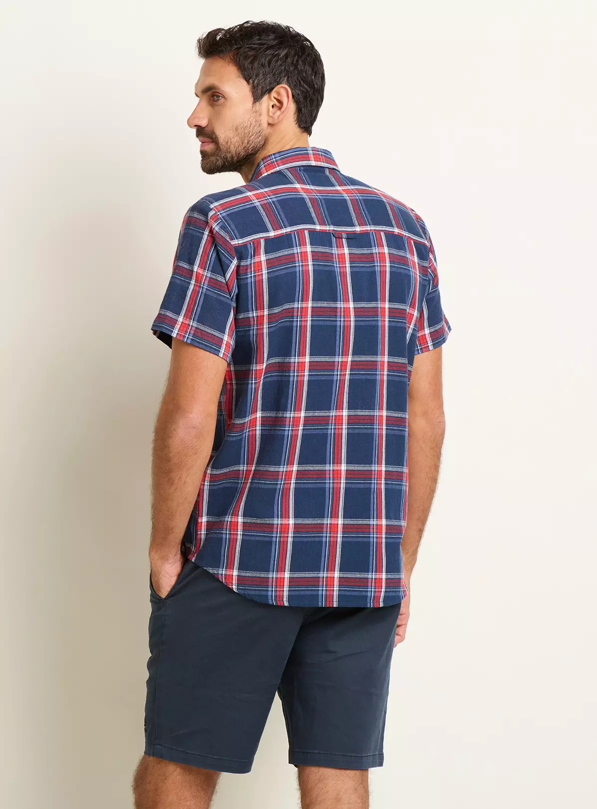 BRAKEBURN Navy Check Short Sleeve Shirt S 3 BRAKEBURN Navy Check Short Sleeve Shirt S - Image 3