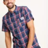 BRAKEBURN Navy Check Short Sleeve Shirt XXL