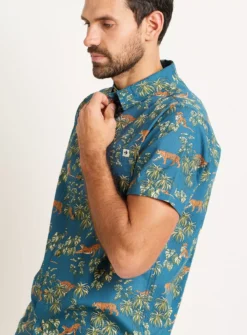 BRAKEBURN Botanical Tiger Shirt XXL 7 BRAKEBURN Botanical Tiger Shirt XXL -UMBO Clothing Shop tuc144100182 Blue R Z003A