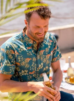 BRAKEBURN Botanical Tiger Shirt XXL 6 BRAKEBURN Botanical Tiger Shirt XXL -UMBO Clothing Shop tuc144100182 Blue R Z005A