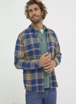 FATFACE Waddon Indigo Check Shirt XXXXL -UMBO Clothing Shop tuc144133857 Navy R Z001A