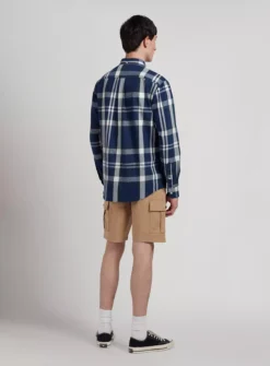 FARAH Cedella Long Sleeve Checked Shirt XL -UMBO Clothing Shop tuc144207051 Dark20Blue R Z002A