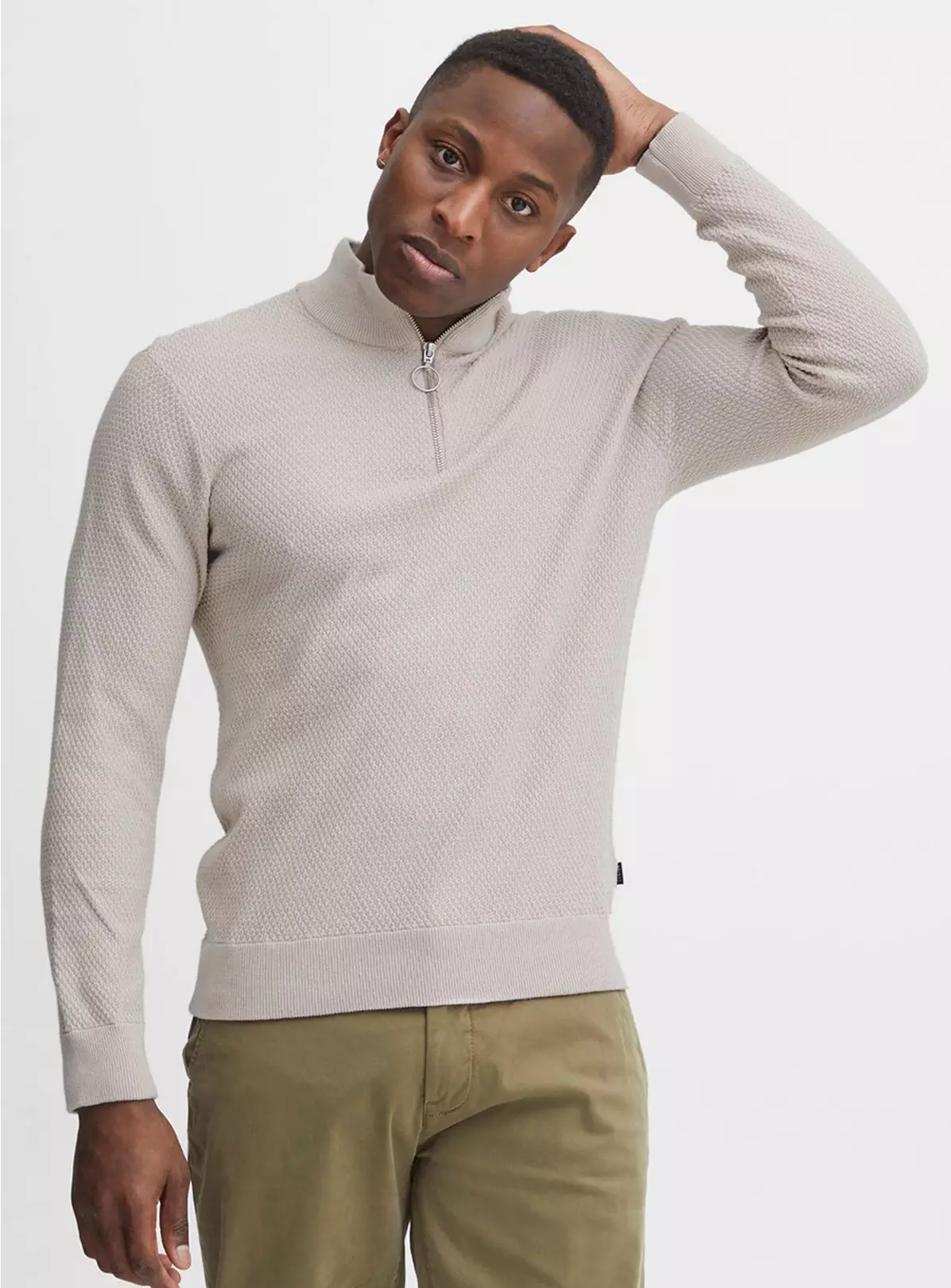 CASUAL FRIDAY Stone 3/4 Zip Knit XL 3 CASUAL FRIDAY Stone 3/4 Zip Knit XL - Image 3